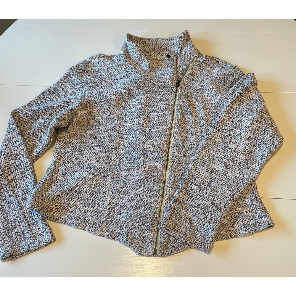 Maurices Tweed Knit Moto Jacket Sz XXL Asymmetrical Front Zip Cream - Picture 5 of 9
